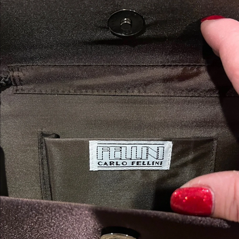 Chic Dark Brown Clutch with Embellished Detail
